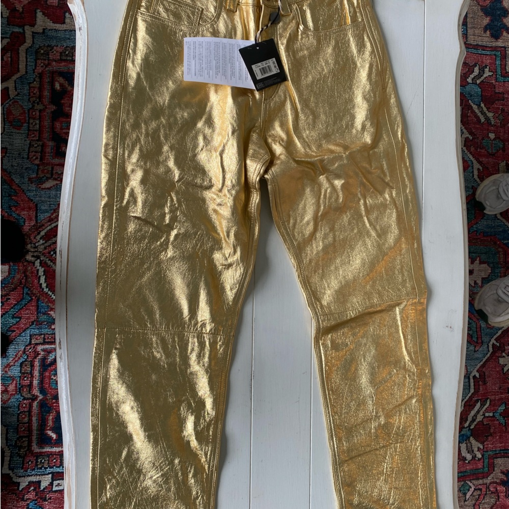 Metallic gold pants